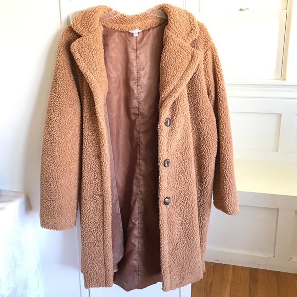 TIME AND TRU Faux Sherpa Teddy Coat Jacket Tan Women’s Plus Size 2X 20W 22W - Picture 7 of 16